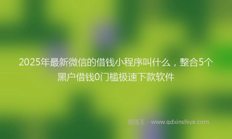 2025年最新微信的借钱小程序叫什么，整合5个黑户借钱0门槛极速下款软件