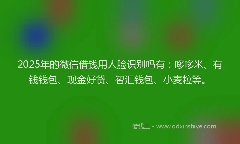2025年的微信借钱用人脸识别吗有：哆哆米、有钱钱包、现金好贷、智汇钱包、小麦粒等。