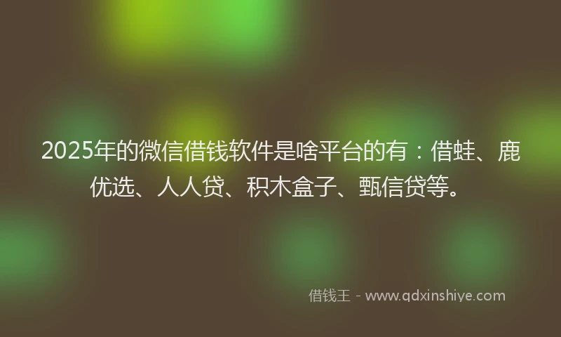 2025年的微信借钱软件是啥平台的有：借蛙、鹿优选、人人贷、积木盒子、甄信贷等。
