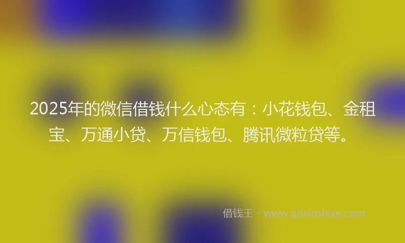 2025年的微信借钱什么心态有：小花钱包、金租宝、万通小贷、万信钱包、腾讯微粒贷等。