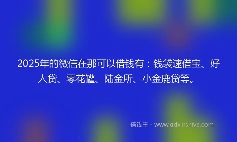 2025年的微信在那可以借钱有：钱袋速借宝、好人贷、零花罐、陆金所、小金鹿贷等。