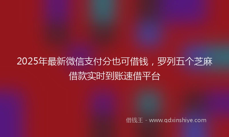 2025年最新微信支付分也可借钱，罗列五个芝麻借款实时到账速借平台
