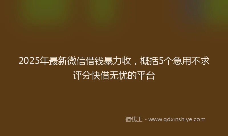 2025年最新微信借钱暴力收，概括5个急用不求评分快借无忧的平台