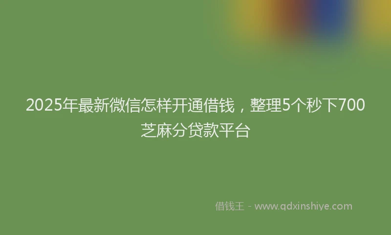 2025年最新微信怎样开通借钱，整理5个秒下700芝麻分贷款平台