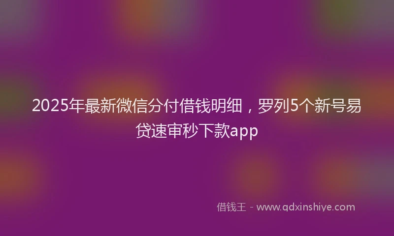 2025年最新微信分付借钱明细，罗列5个新号易贷速审秒下款app