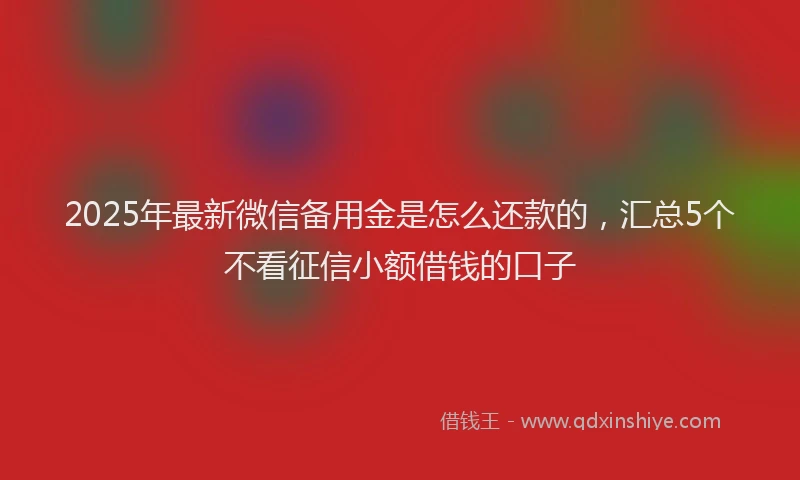 2025年最新微信备用金是怎么还款的，汇总5个不看征信小额借钱的口子