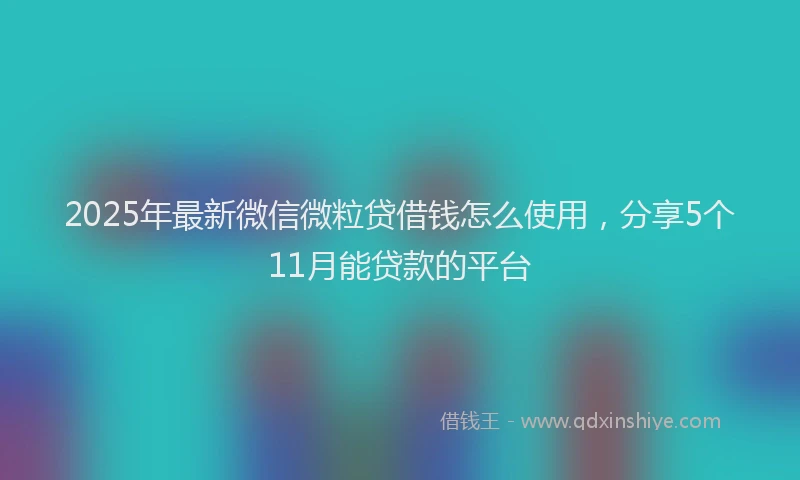 2025年最新微信微粒贷借钱怎么使用，分享5个11月能贷款的平台