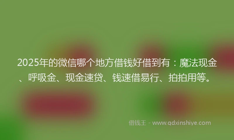 2025年的微信哪个地方借钱好借到有：魔法现金、呼吸金、现金速贷、钱速借易行、拍拍用等。