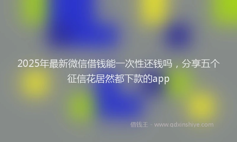 2025年最新微信借钱能一次性还钱吗，分享五个征信花居然都下款的app
