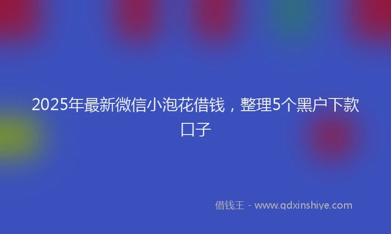 2025年最新微信小泡花借钱，整理5个黑户下款口子