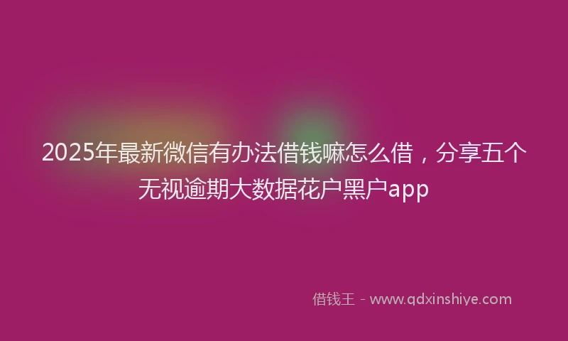 2025年最新微信有办法借钱嘛怎么借，分享五个无视逾期大数据花户黑户app