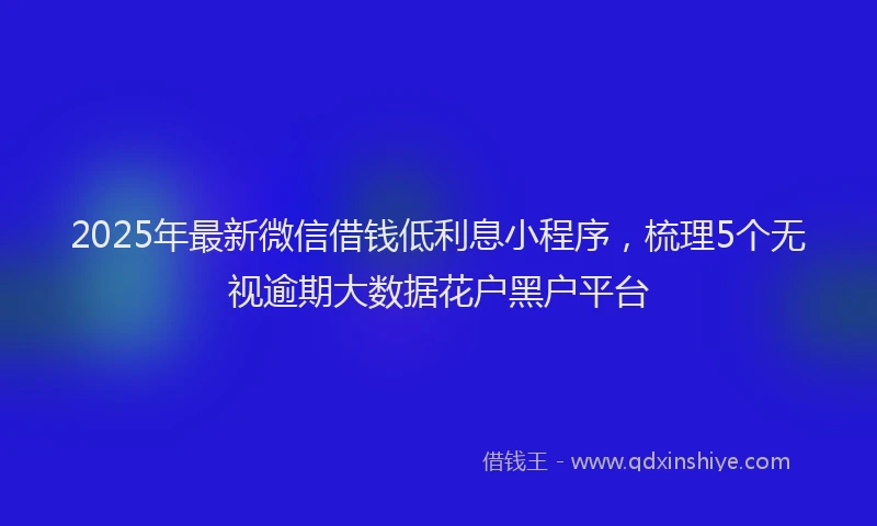 2025年最新微信借钱低利息小程序，梳理5个无视逾期大数据花户黑户平台