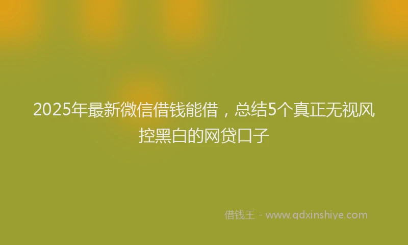 2025年最新微信借钱能借，总结5个真正无视风控黑白的网贷口子