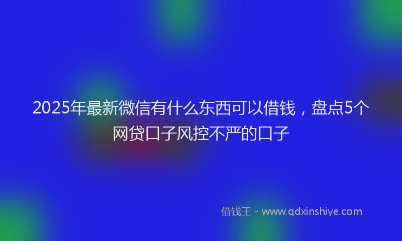 2025年最新微信有什么东西可以借钱，盘点5个网贷口子风控不严的口子