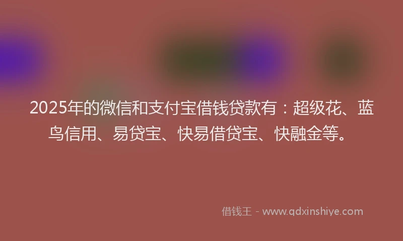 2025年的微信和支付宝借钱贷款有：超级花、蓝鸟信用、易贷宝、快易借贷宝、快融金等。