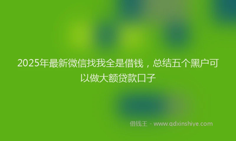 2025年最新微信找我全是借钱，总结五个黑户可以做大额贷款口子