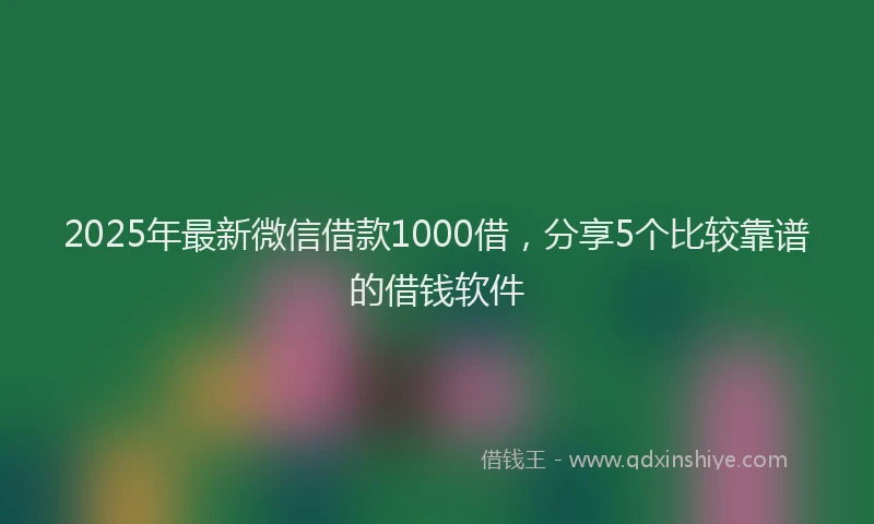 2025年最新微信借款1000借，分享5个比较靠谱的借钱软件
