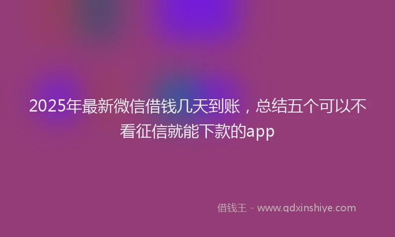 2025年最新微信借钱几天到账，总结五个可以不看征信就能下款的app