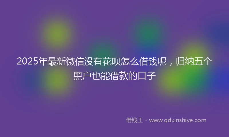 2025年最新微信没有花呗怎么借钱呢，归纳五个黑户也能借款的口子
