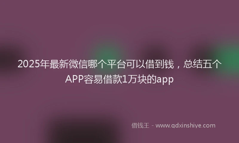 2025年最新微信哪个平台可以借到钱，总结五个APP容易借款1万块的app