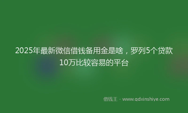 2025年最新微信借钱备用金是啥，罗列5个贷款10万比较容易的平台