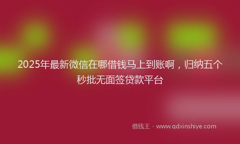 2025年最新微信在哪借钱马上到账啊，归纳五个秒批无面签贷款平台