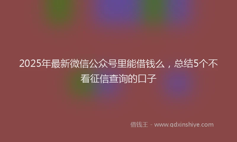 2025年最新微信公众号里能借钱么，总结5个不看征信查询的口子