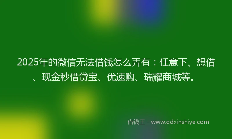 2025年的微信无法借钱怎么弄有：任意下、想借、现金秒借贷宝、优速购、瑞耀商城等。