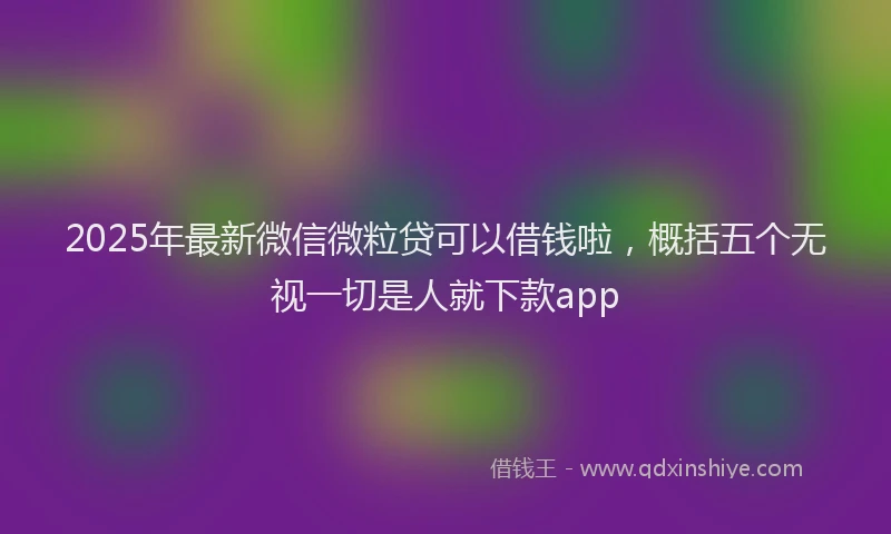 2025年最新微信微粒贷可以借钱啦，概括五个无视一切是人就下款app
