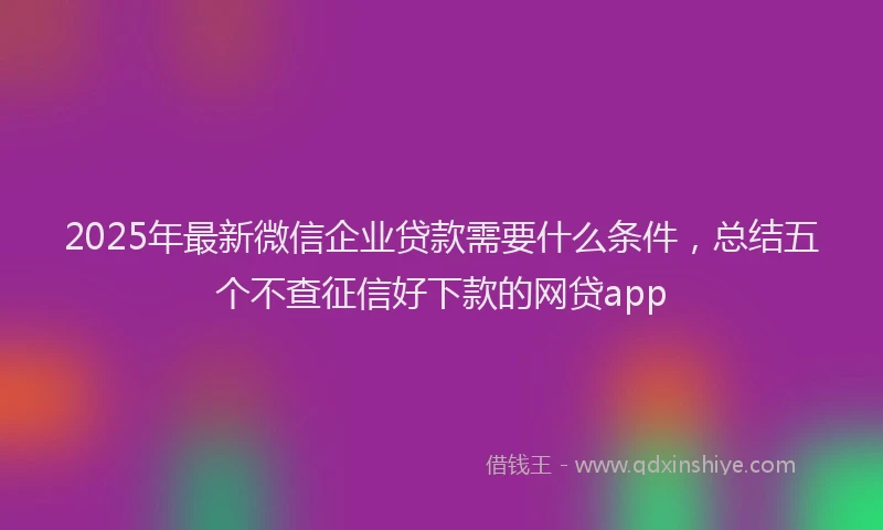 2025年最新微信企业贷款需要什么条件，总结五个不查征信好下款的网贷app