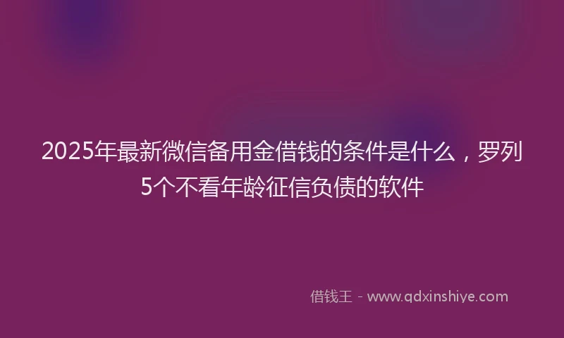 2025年最新微信备用金借钱的条件是什么，罗列5个不看年龄征信负债的软件