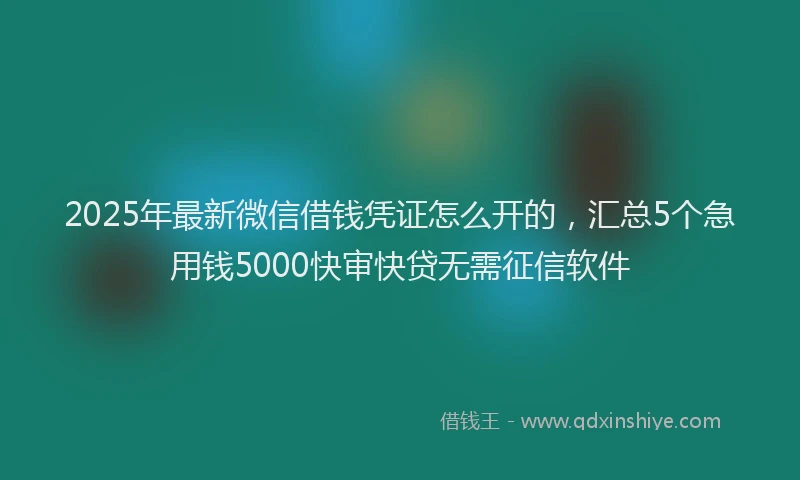 2025年最新微信借钱凭证怎么开的，汇总5个急用钱5000快审快贷无需征信软件