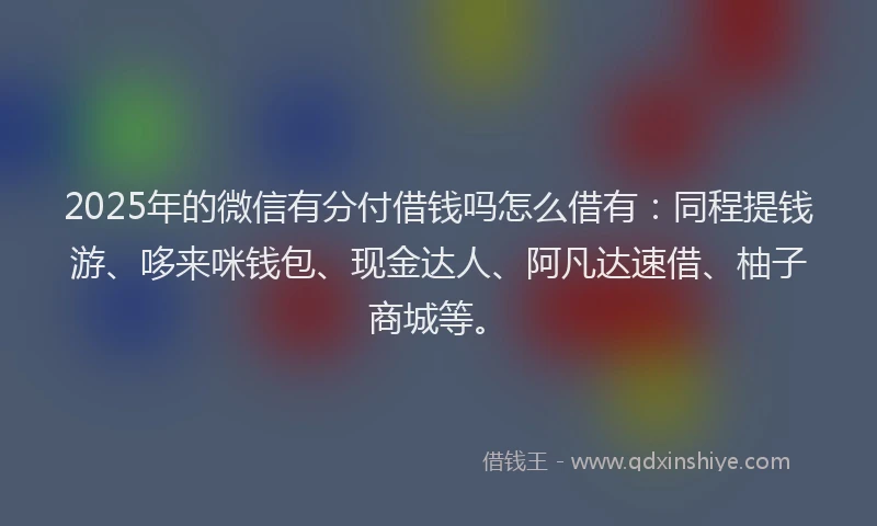 2025年的微信有分付借钱吗怎么借有：同程提钱游、哆来咪钱包、现金达人、阿凡达速借、柚子商城等。