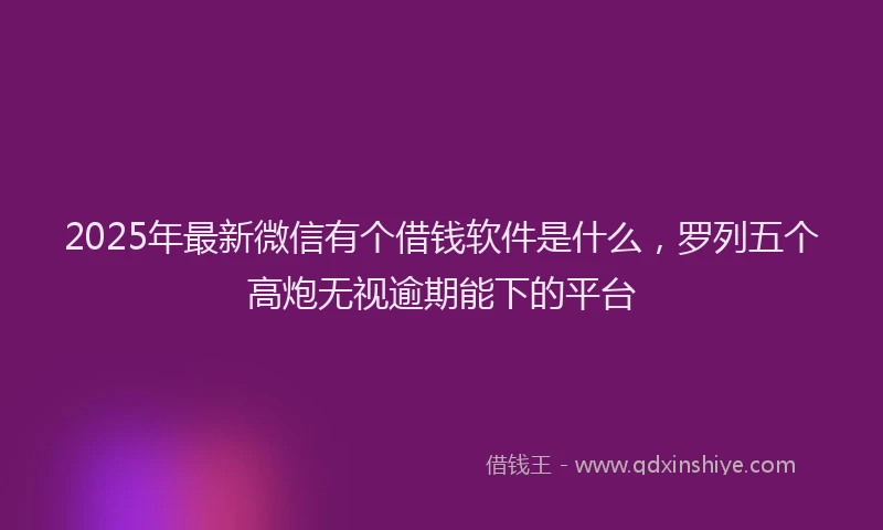2025年最新微信有个借钱软件是什么，罗列五个高炮无视逾期能下的平台