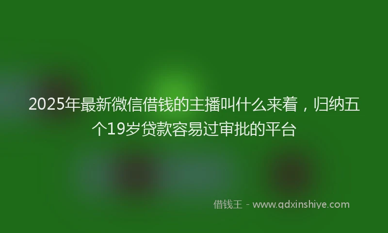 2025年最新微信借钱的主播叫什么来着，归纳五个19岁贷款容易过审批的平台