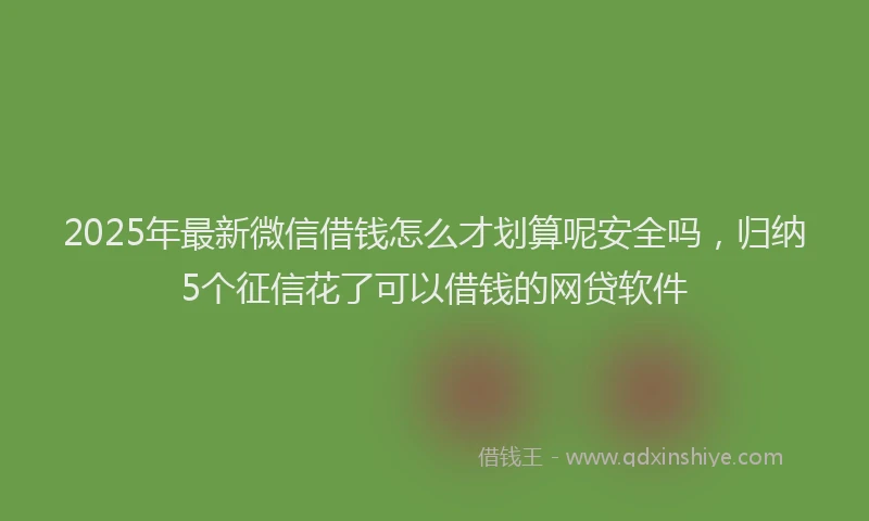 2025年最新微信借钱怎么才划算呢安全吗，归纳5个征信花了可以借钱的网贷软件