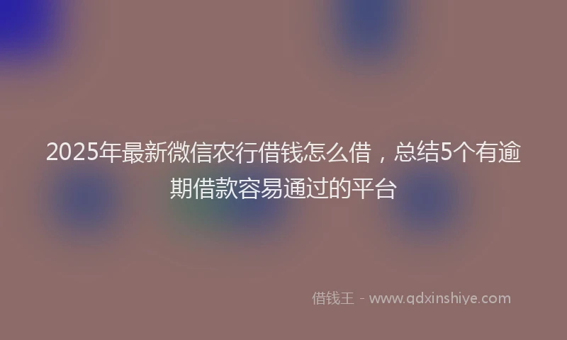 2025年最新微信农行借钱怎么借，总结5个有逾期借款容易通过的平台