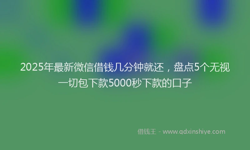 2025年最新微信借钱几分钟就还，盘点5个无视一切包下款5000秒下款的口子