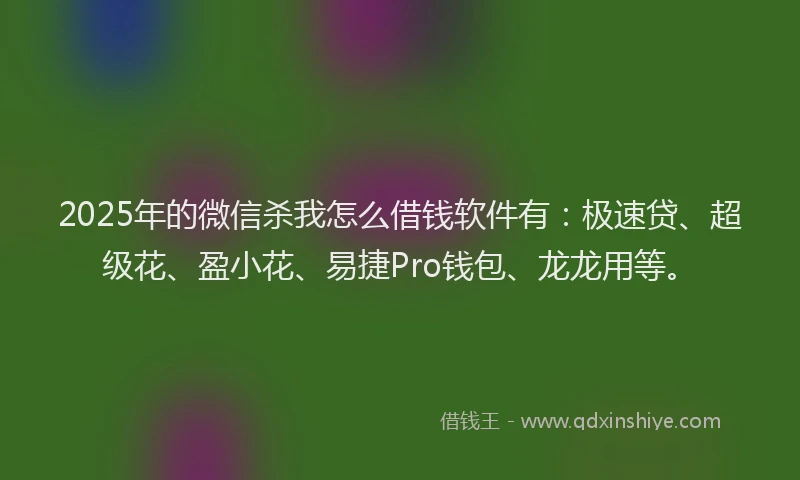 2025年的微信杀我怎么借钱软件有：极速贷、超级花、盈小花、易捷Pro钱包、龙龙用等。