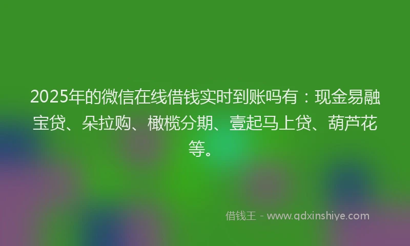 2025年的微信在线借钱实时到账吗有：现金易融宝贷、朵拉购、橄榄分期、壹起马上贷、葫芦花等。