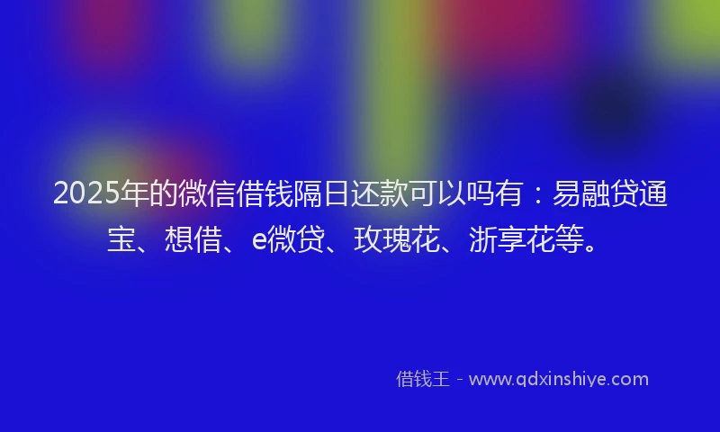 2025年的微信借钱隔日还款可以吗有：易融贷通宝、想借、e微贷、玫瑰花、浙享花等。
