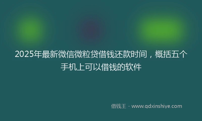2025年最新微信微粒贷借钱还款时间，概括五个手机上可以借钱的软件
