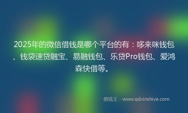 2025年的微信借钱是哪个平台的有：哆来咪钱包、钱袋速贷融宝、易融钱包、乐贷Pro钱包、爱鸿森快借等。