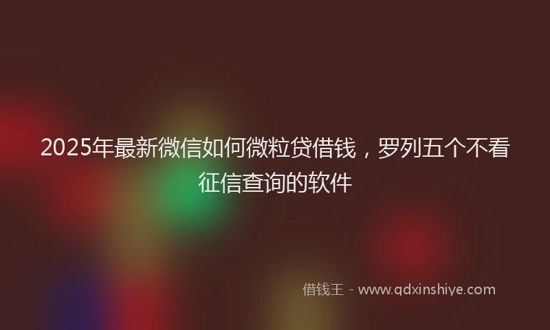 2025年最新微信如何微粒贷借钱，罗列五个不看征信查询的软件