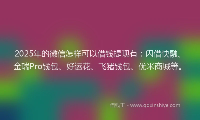 2025年的微信怎样可以借钱提现有：闪借快融、金瑞Pro钱包、好运花、飞猪钱包、优米商城等。