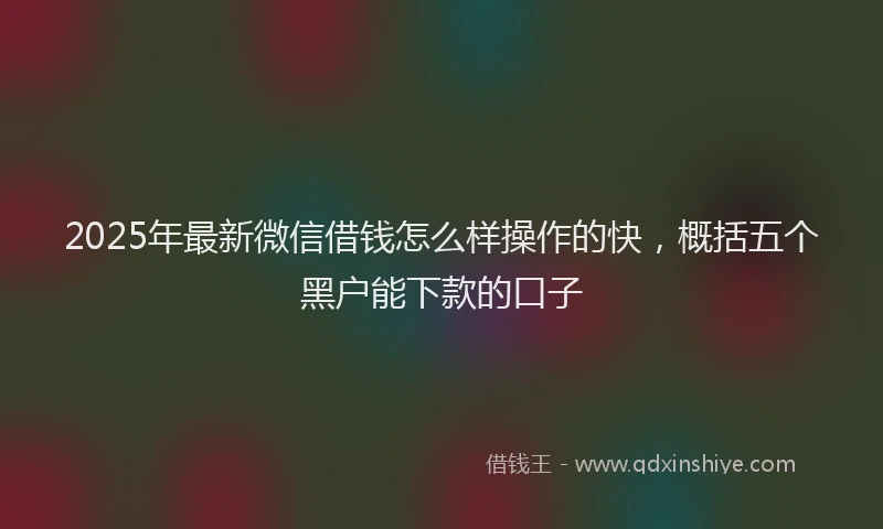 2025年最新微信借钱怎么样操作的快，概括五个黑户能下款的口子