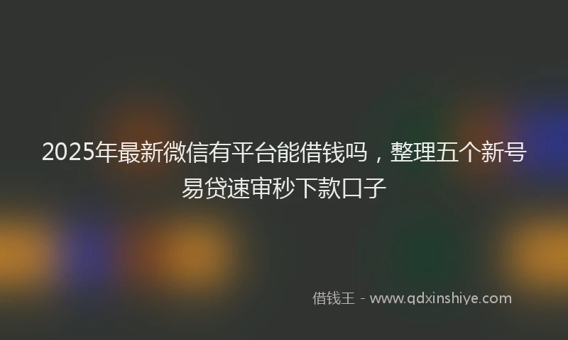2025年最新微信有平台能借钱吗，整理五个新号易贷速审秒下款口子