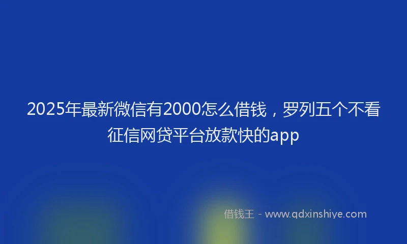 2025年最新微信有2000怎么借钱，罗列五个不看征信网贷平台放款快的app