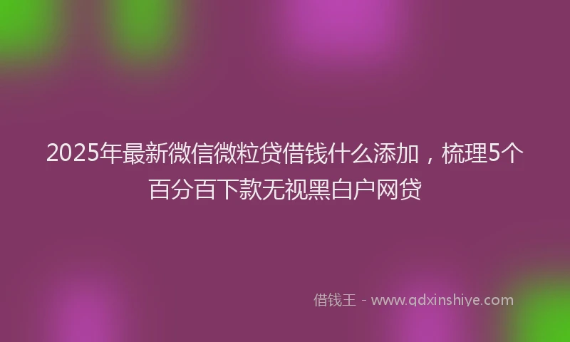 2025年最新微信微粒贷借钱什么添加，梳理5个百分百下款无视黑白户网贷