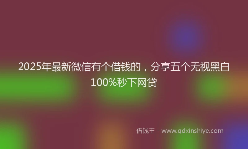 2025年最新微信有个借钱的，分享五个无视黑白100%秒下网贷